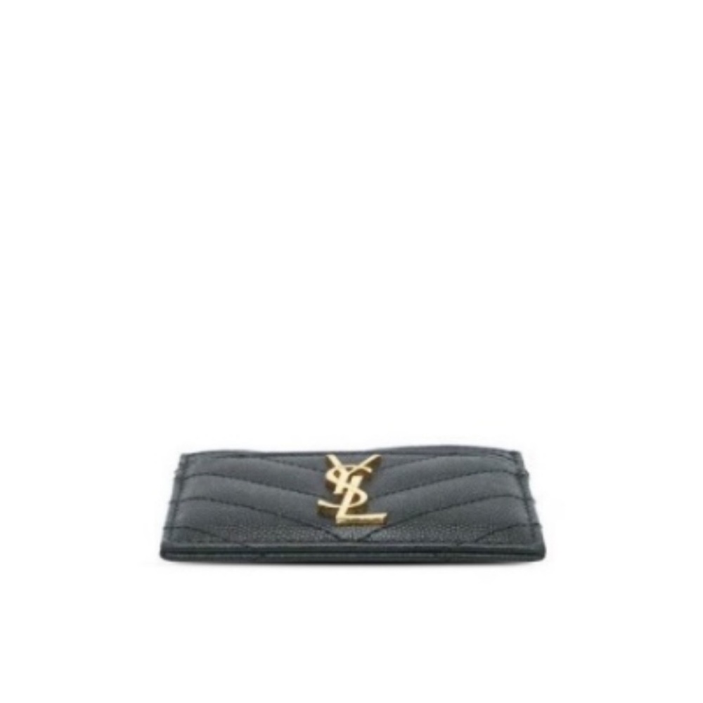 Yves Saint Laurent Black Card Holder with Gold Logo - Picture 2 of 5